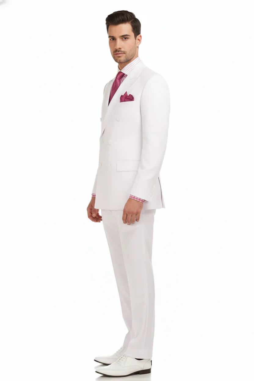 Men’s White Double-Breasted 3-Piece Suit Set – Premium Tailored Fit Formal Wedding and Evening Suit - Image 5