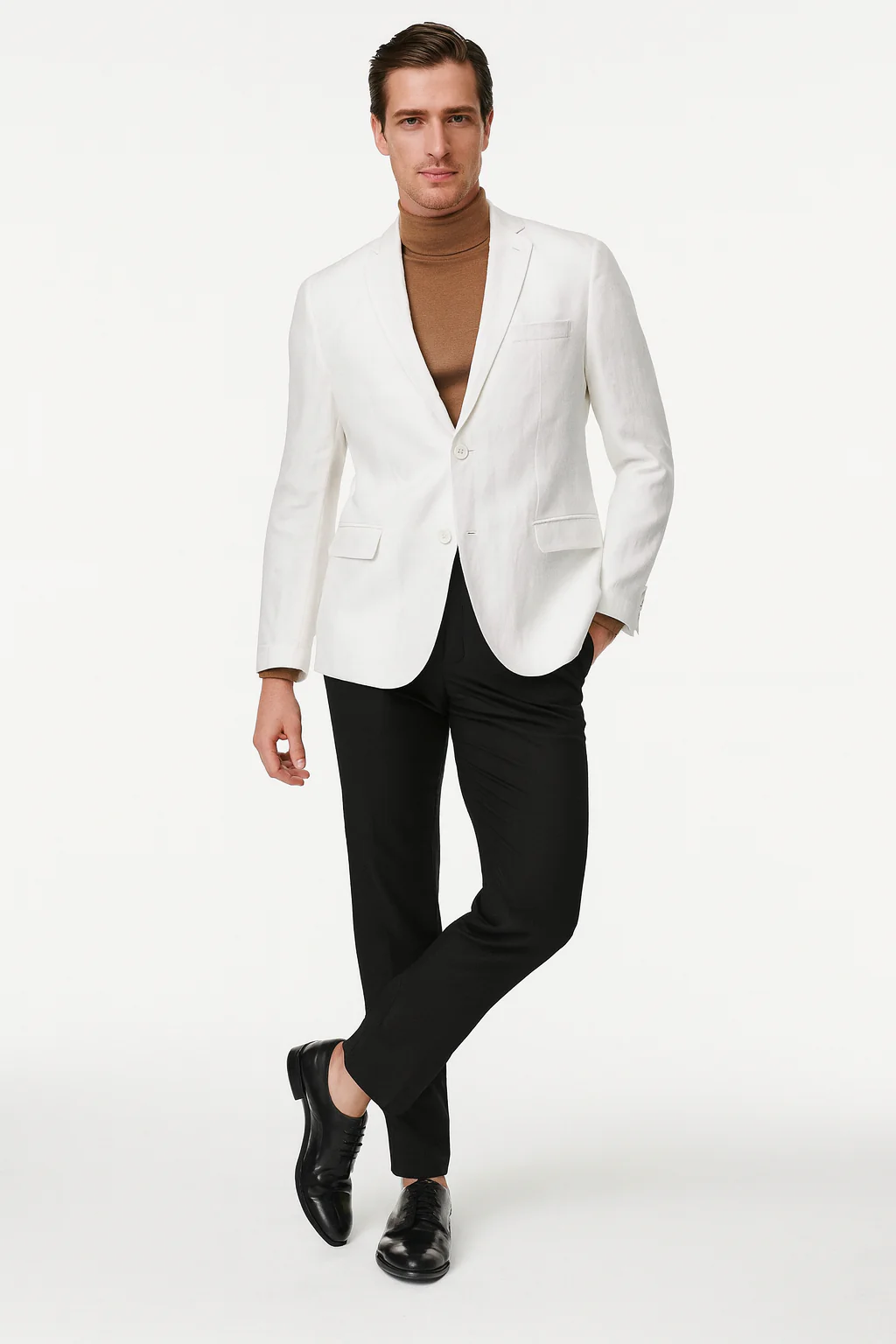 Men’s White Linen Blazer – Classic Two-Button Lightweight Sport Coat - Image 2