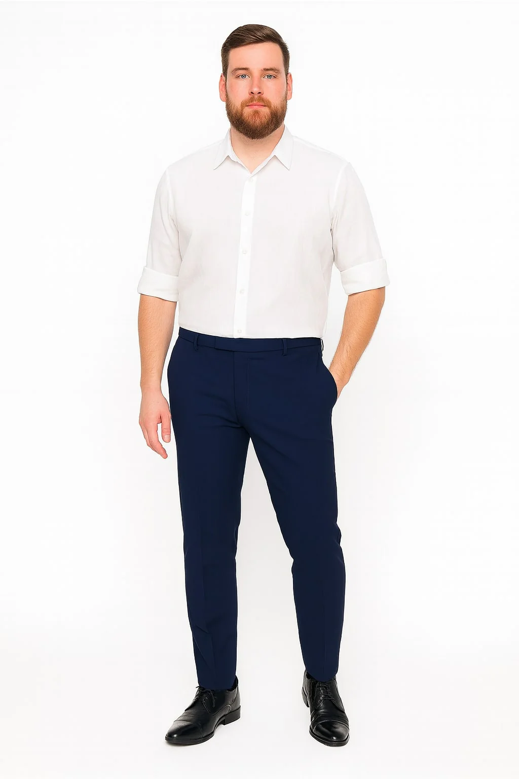 Men’s White Linen Button Down Shirt – Long Sleeve Roll-Up Casual Dress Shirt - Image 3