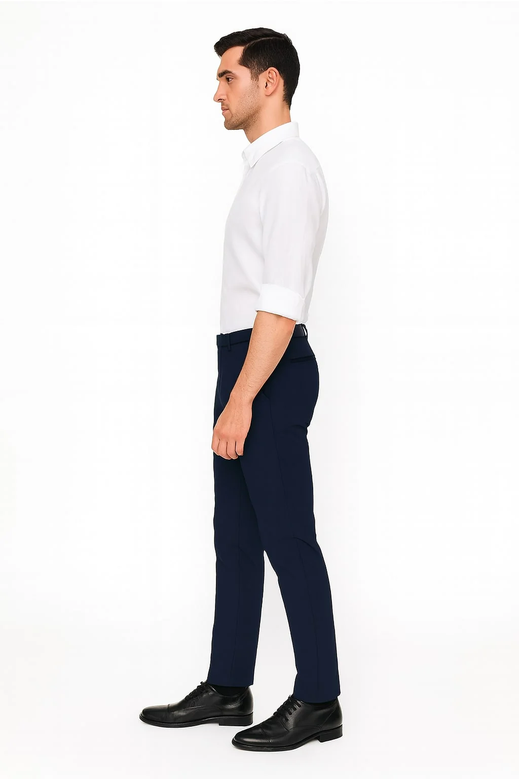 Men’s White Linen Button Down Shirt – Long Sleeve Roll-Up Casual Dress Shirt - Image 5