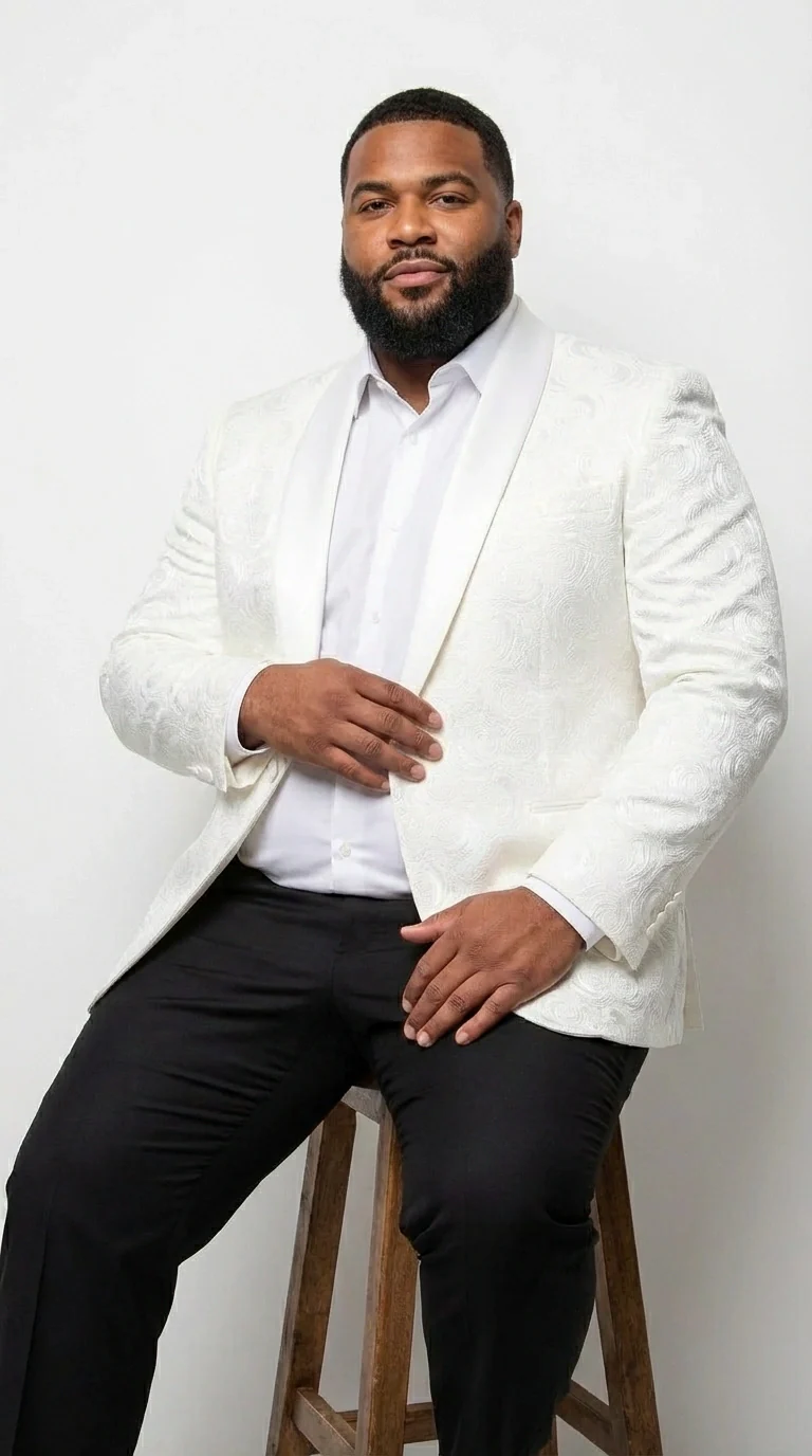 Men’s White Paisley Disco Blazer 1980s Style Jacket – Shawl Lapel Formal Party Blazer, Elegant Masquerade Club Wear, Stylish Evening Outfit - Image 13