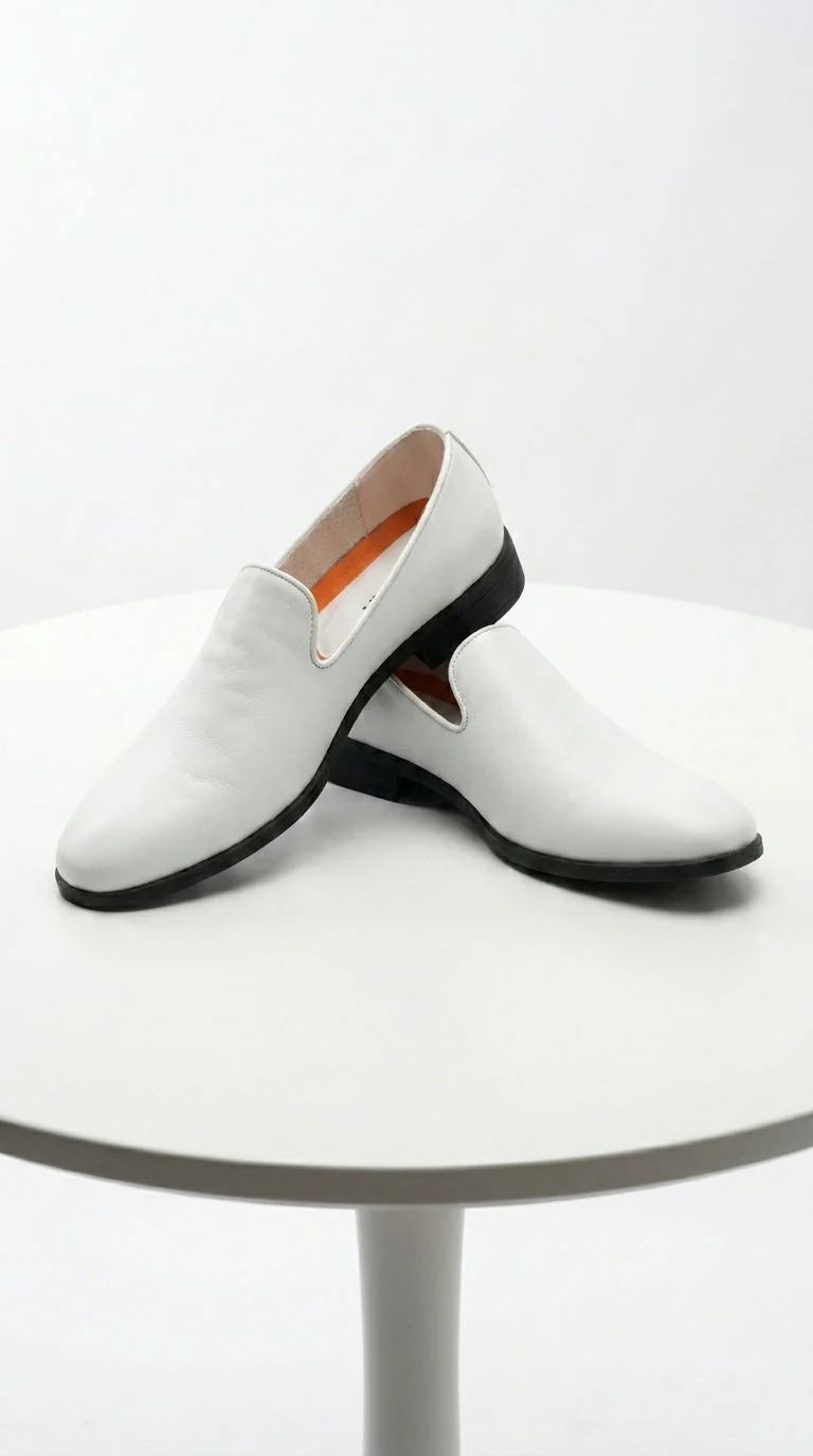 Men’s White Plain Toe Slip On Loafer Dress Shoes – Classic Formal Lightweight Shoes for Wedding, Party and Business Wear - Image 9