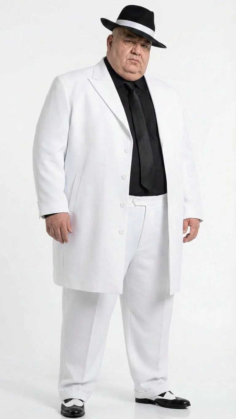 Men’s White Zoot Suit Gangster Style Outfit –  White Jacket + Vest + Pants + Shirt & Tie  Combo Package - Image 9