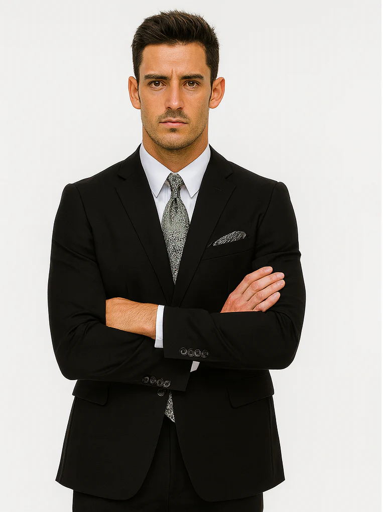 Mens 2 Button 100% Linen Black Suit - Image 5