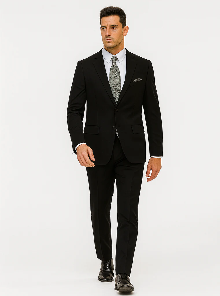 Mens 2 Button 100% Linen Black Suit - Image 6