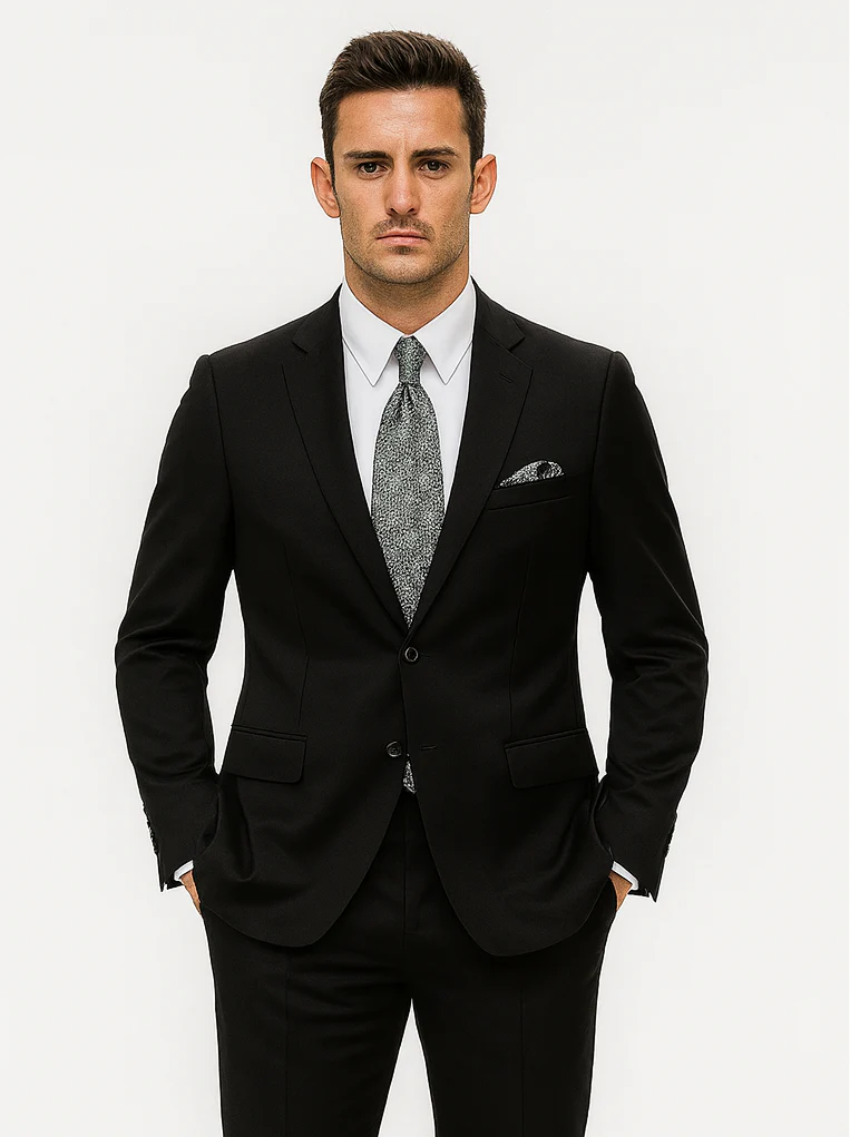 Mens 2 Button 100% Linen Black Suit - Image 7