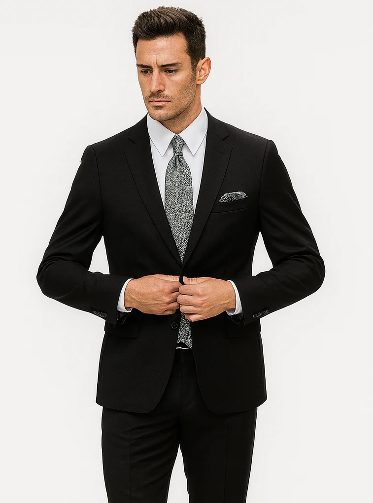 Mens 2 Button 100% Linen Black Suit - Image 8