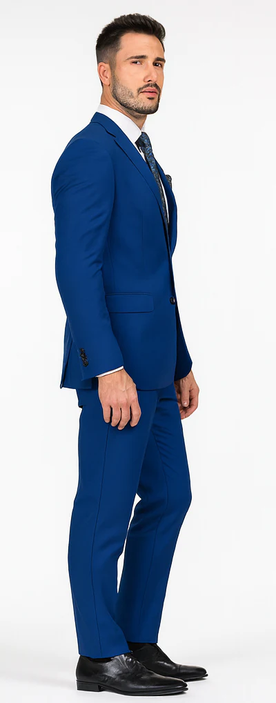Mens 2 Button Classic Fit Basic Rayon Fabric Royal Blue Suit - Image 3