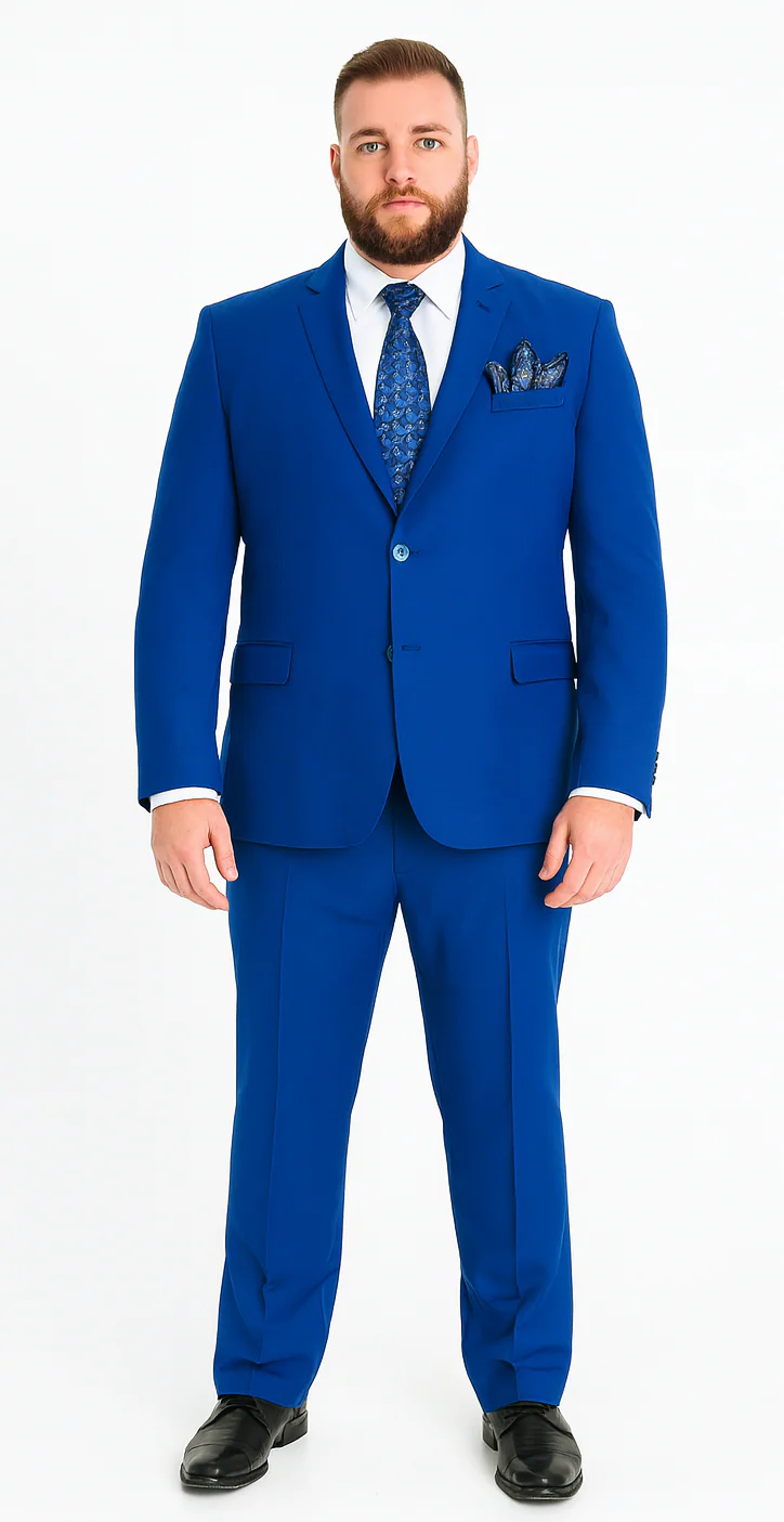 Mens 2 Button Classic Fit Basic Rayon Fabric Royal Blue Suit - Image 5