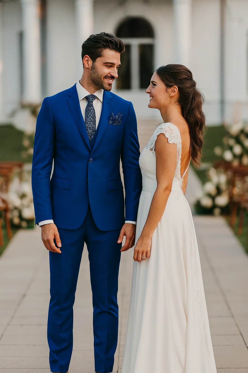 Mens 2 Button Classic Fit Basic Rayon Fabric Royal Blue Suit - Image 6