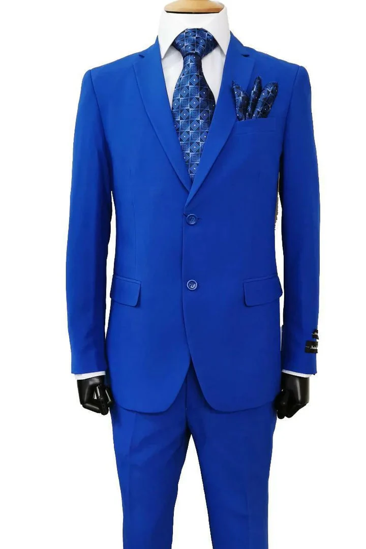Mens 2 Button Classic Fit Basic Rayon Fabric Royal Blue Suit - Image 8