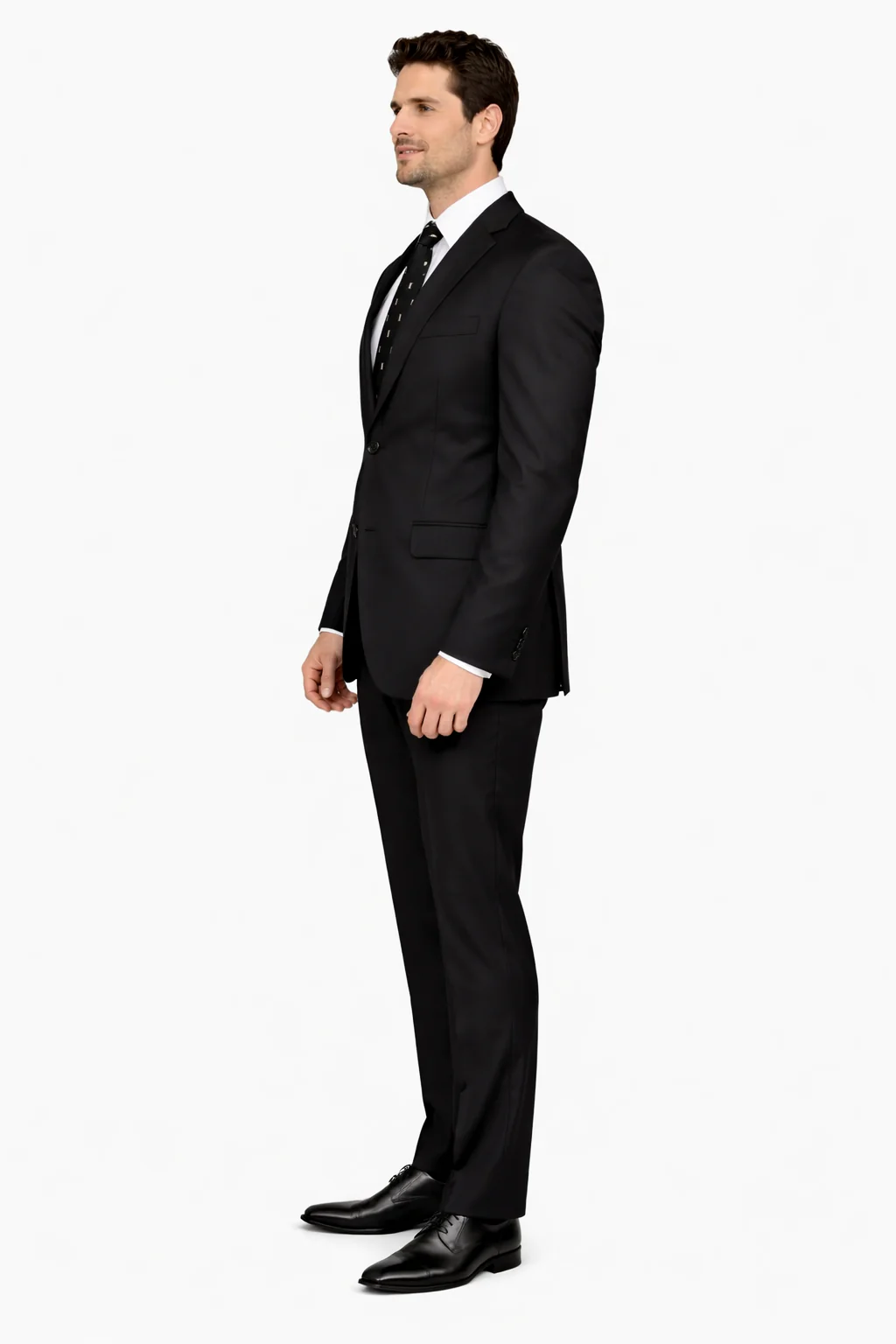 Mens 2 Button Classic Fit Pleated Pant Suit in Black - Image 3