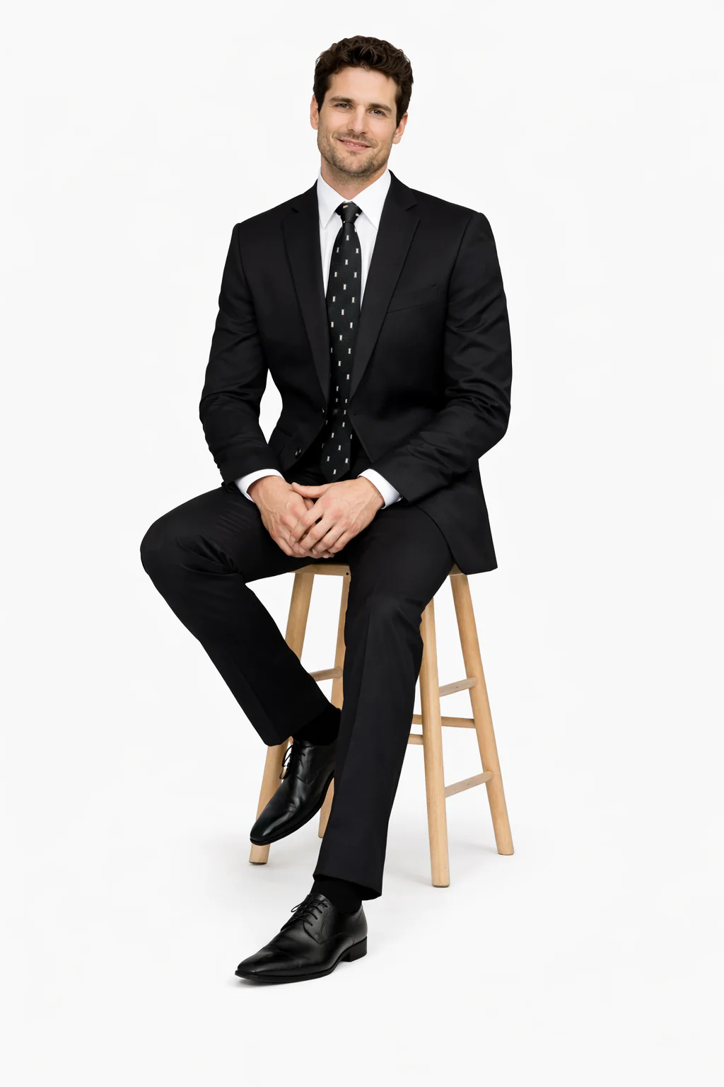 Mens 2 Button Classic Fit Pleated Pant Suit in Black - Image 5