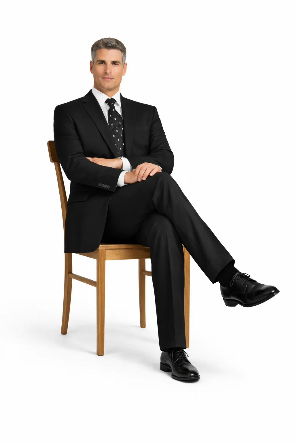 Mens 2 Button Classic Fit Pleated Pant Suit in Black - Image 6