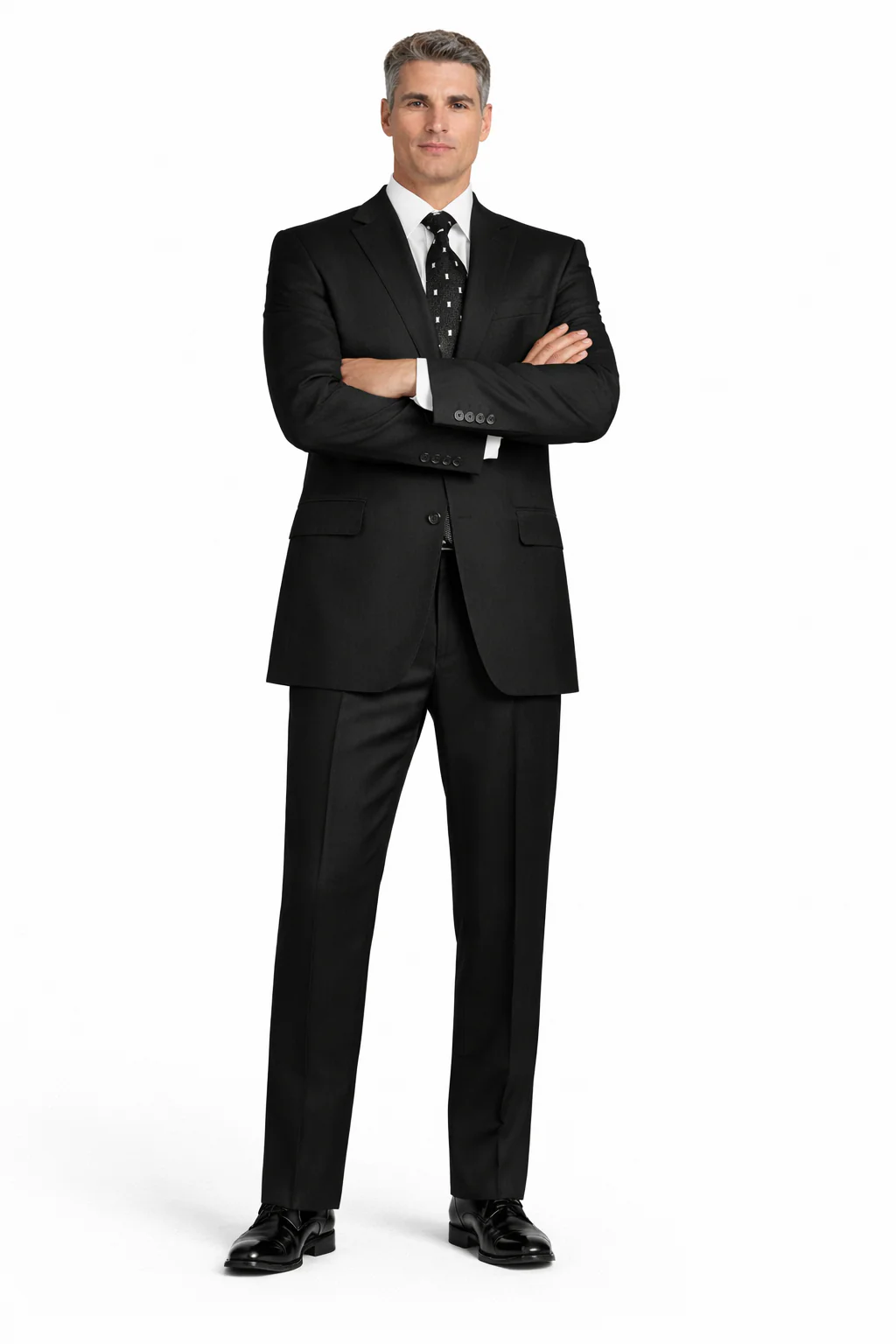 Mens 2 Button Classic Fit Pleated Pant Suit in Black - Image 7