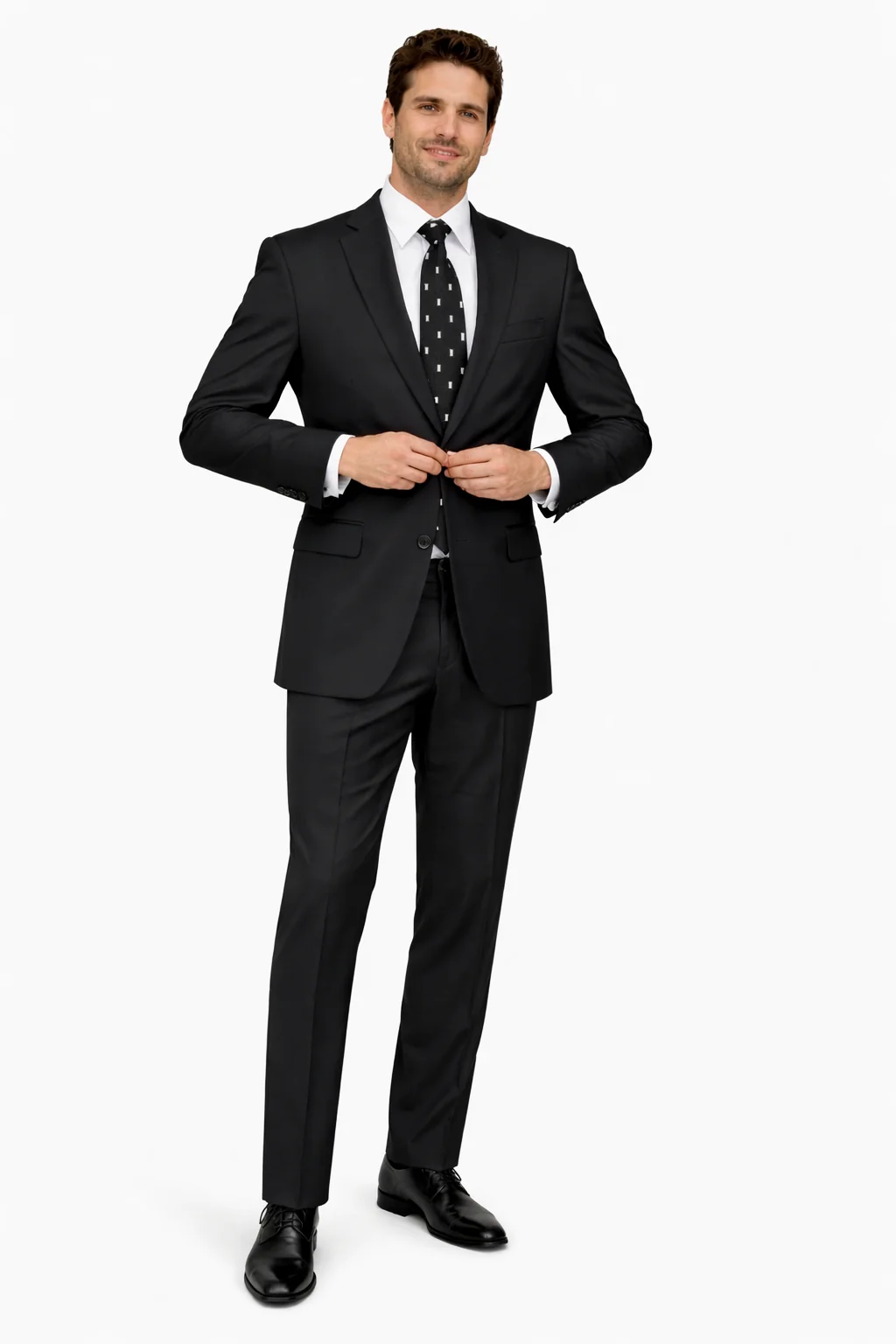 Mens 2 Button Classic Fit Pleated Pant Suit in Black - Image 8