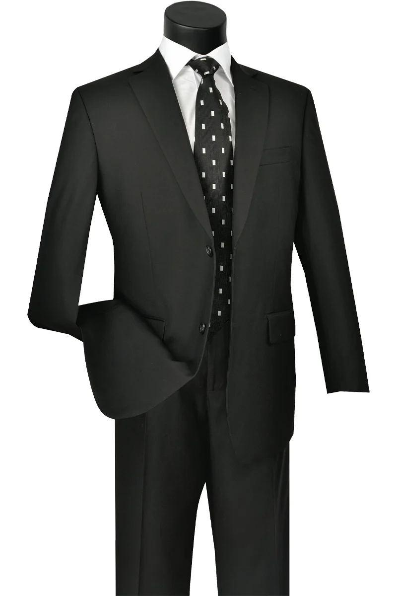 Mens 2 Button Classic Fit Pleated Pant Suit in Black - Image 9