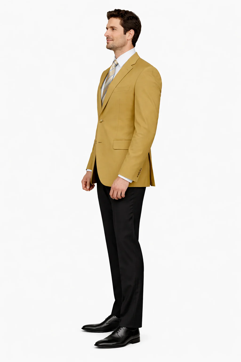 Mens 2 Button Rayon Fabric Dress Blazer in Gold - Image 2