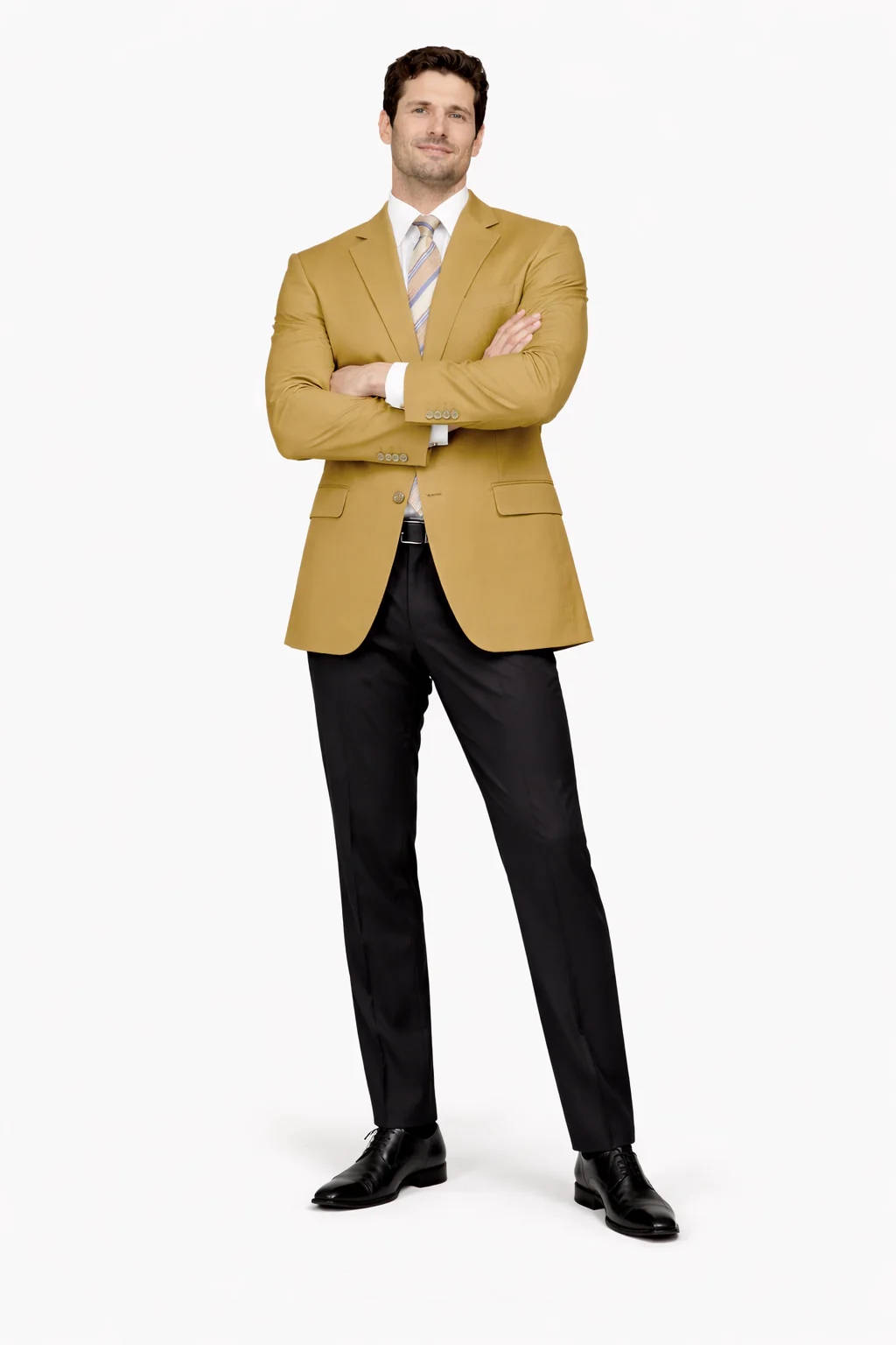 Mens 2 Button Rayon Fabric Dress Blazer in Gold - Image 6