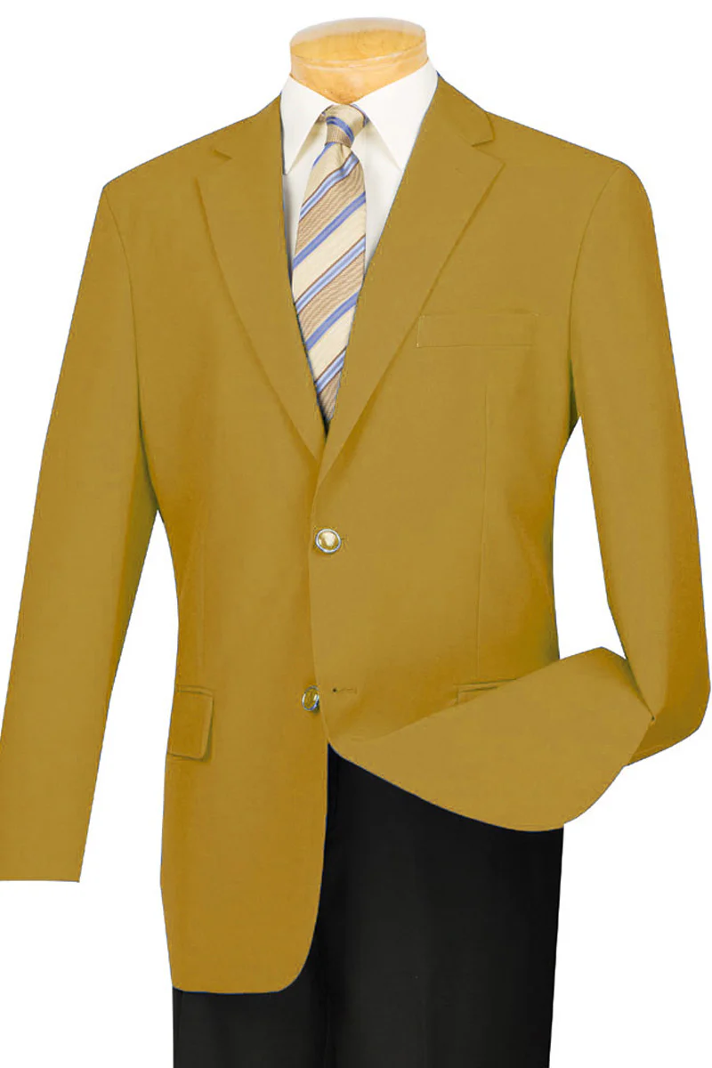 Mens 2 Button Rayon Fabric Dress Blazer in Gold - Image 8