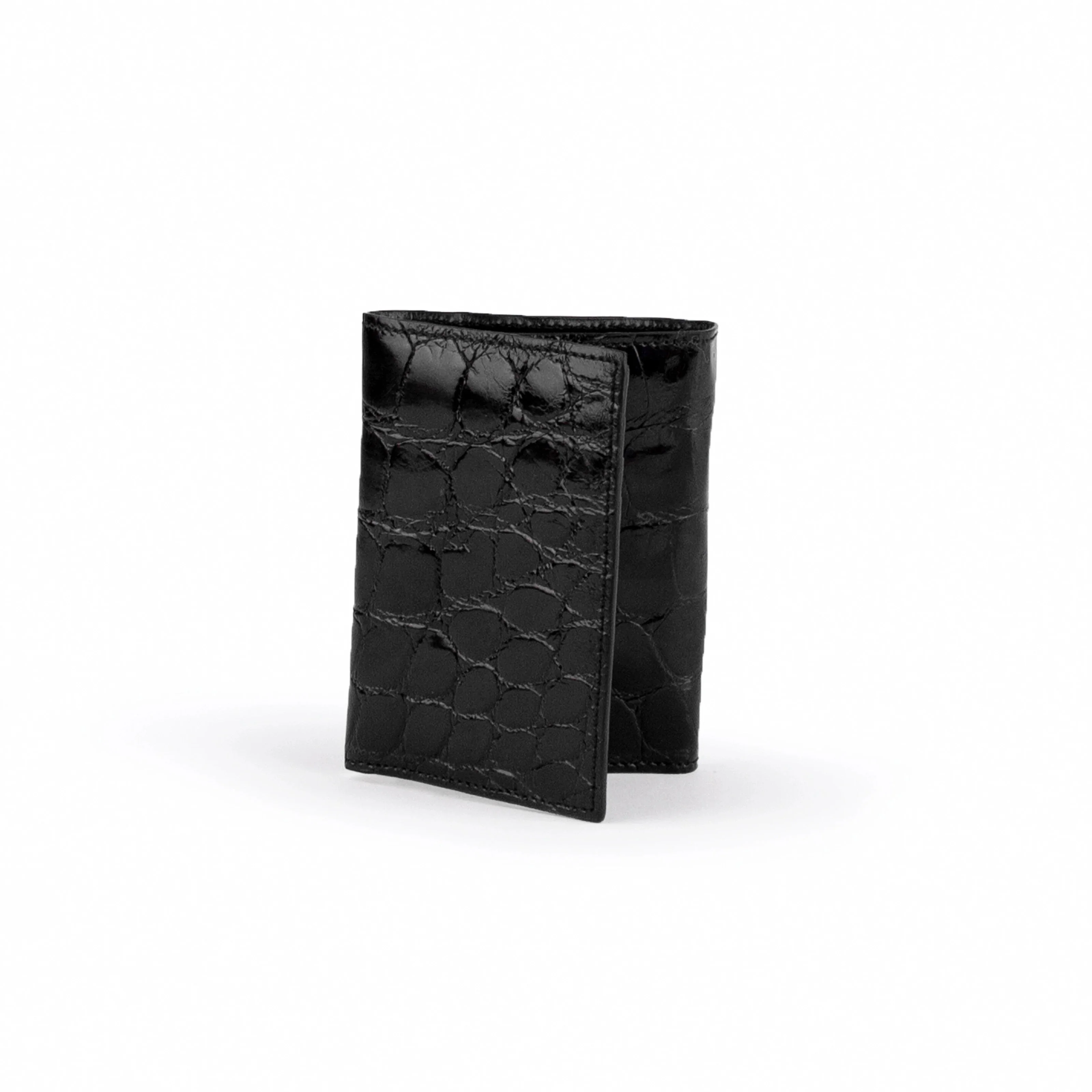 Mens Alligator Trifold Wallet in Black