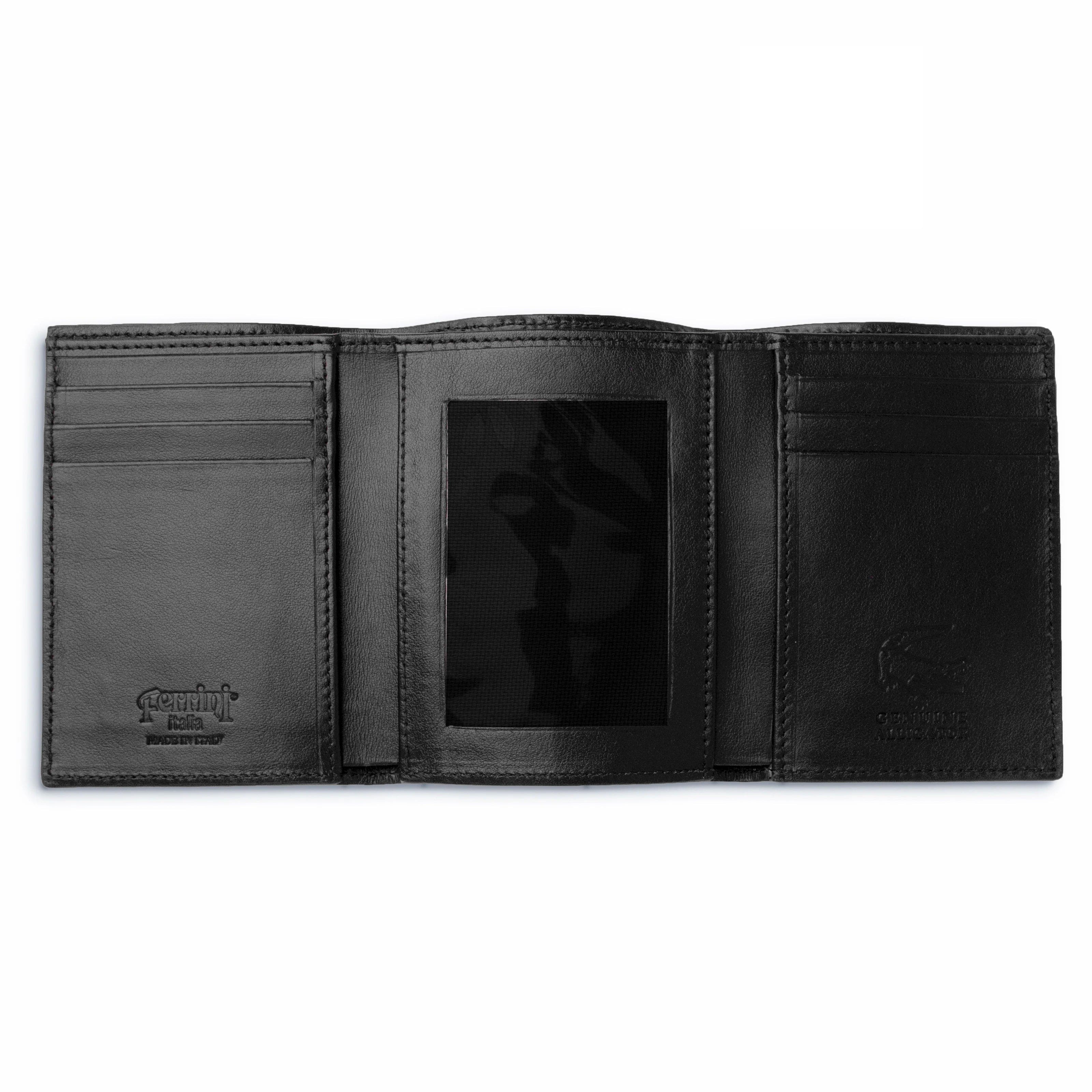 Mens Alligator Trifold Wallet in Black - Image 2