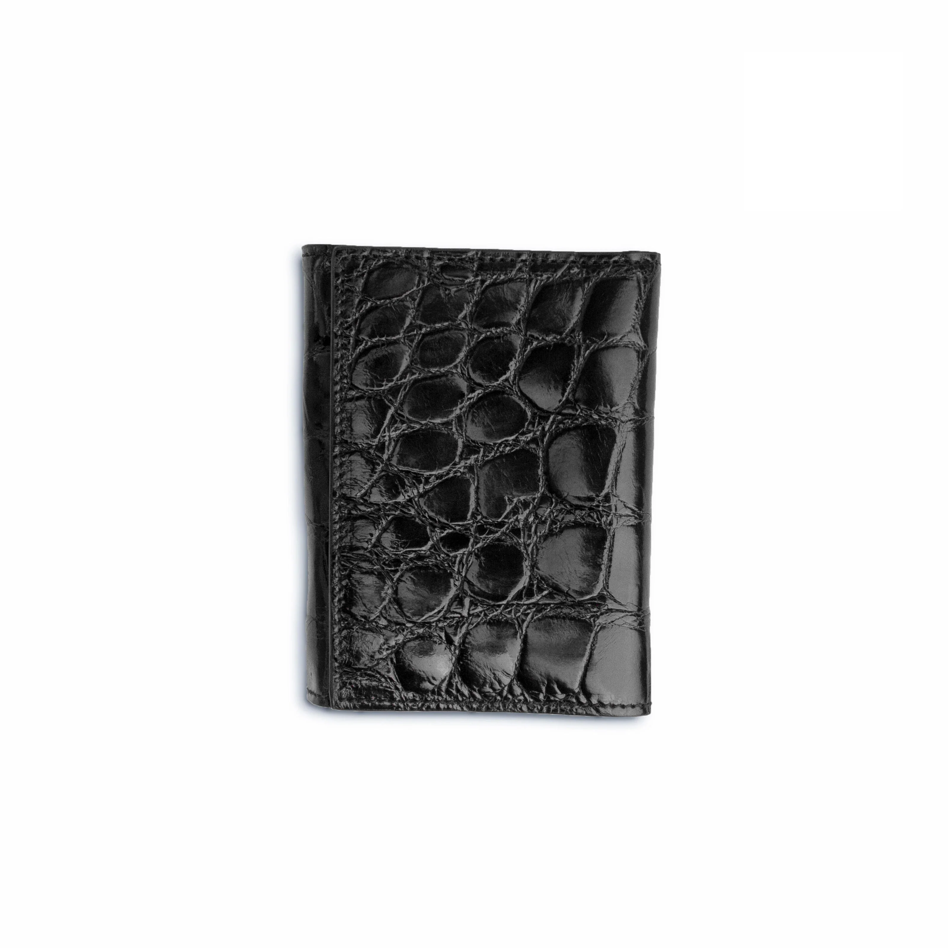 Mens Alligator Trifold Wallet in Black - Image 3