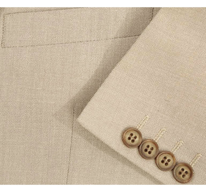 Mens Basic Two Button Slim Fit Suit in Light Khaki - Image 3