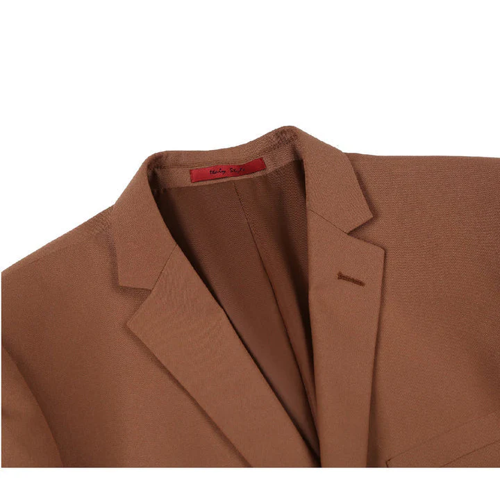 Mens Basic Two Button Slim Fit Suit in Rust - Image 4