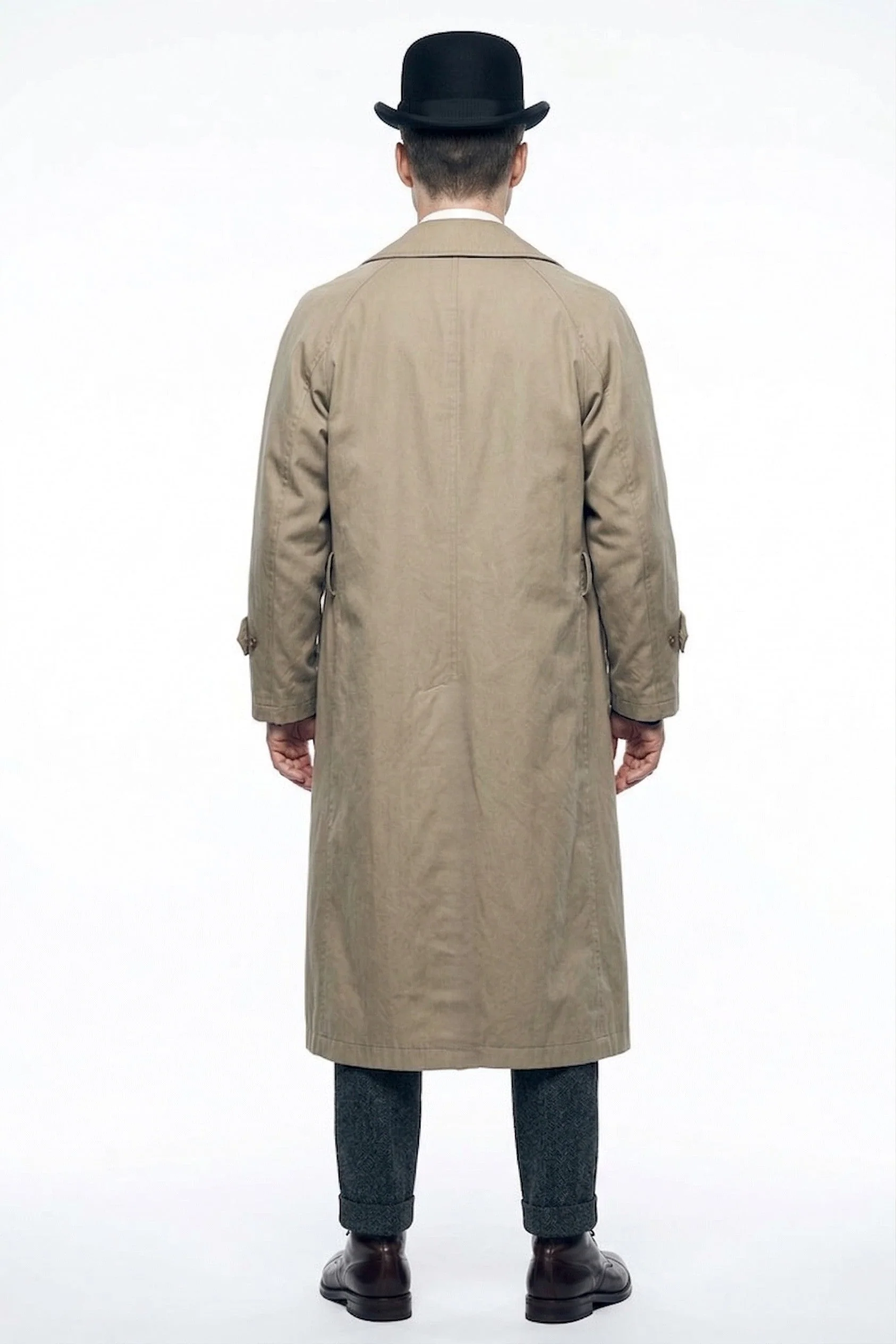 Mens Beige Vintage Style Trenchcoat Overcoat + Suit + Hat – Classic Long Trench Coat Inspired by Peaky Blinders Formal 1920s Package - Image 2