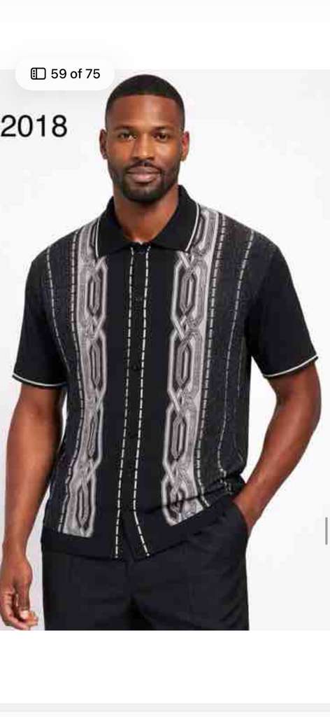 Mens Black and Gray Pattern Walking Suit Set – Short Sleeve Knit Shirt and Pants Casual Outfit for Summer, Travel and Everyday Wear - Image 11