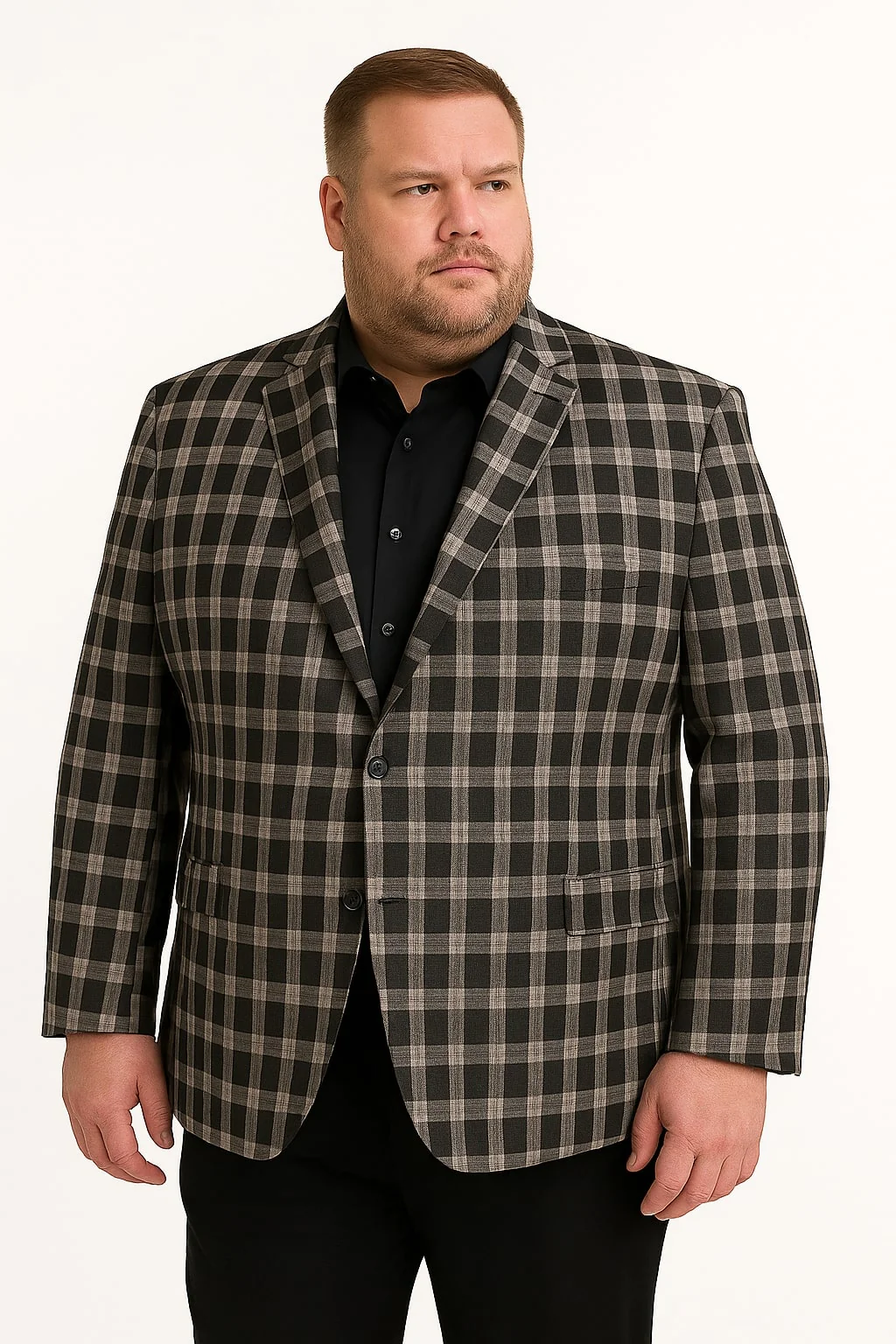 Mens Black and White Plaid Blazer – Modern Fit Checkered Windowpane Pattern Business Sport Coat - Image 4