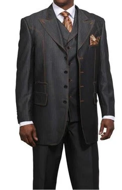 Men's Black Denim Fabric Suit – Classic Three Piece Denim Suit for Wedding, Prom and Church Wear - Image 10
