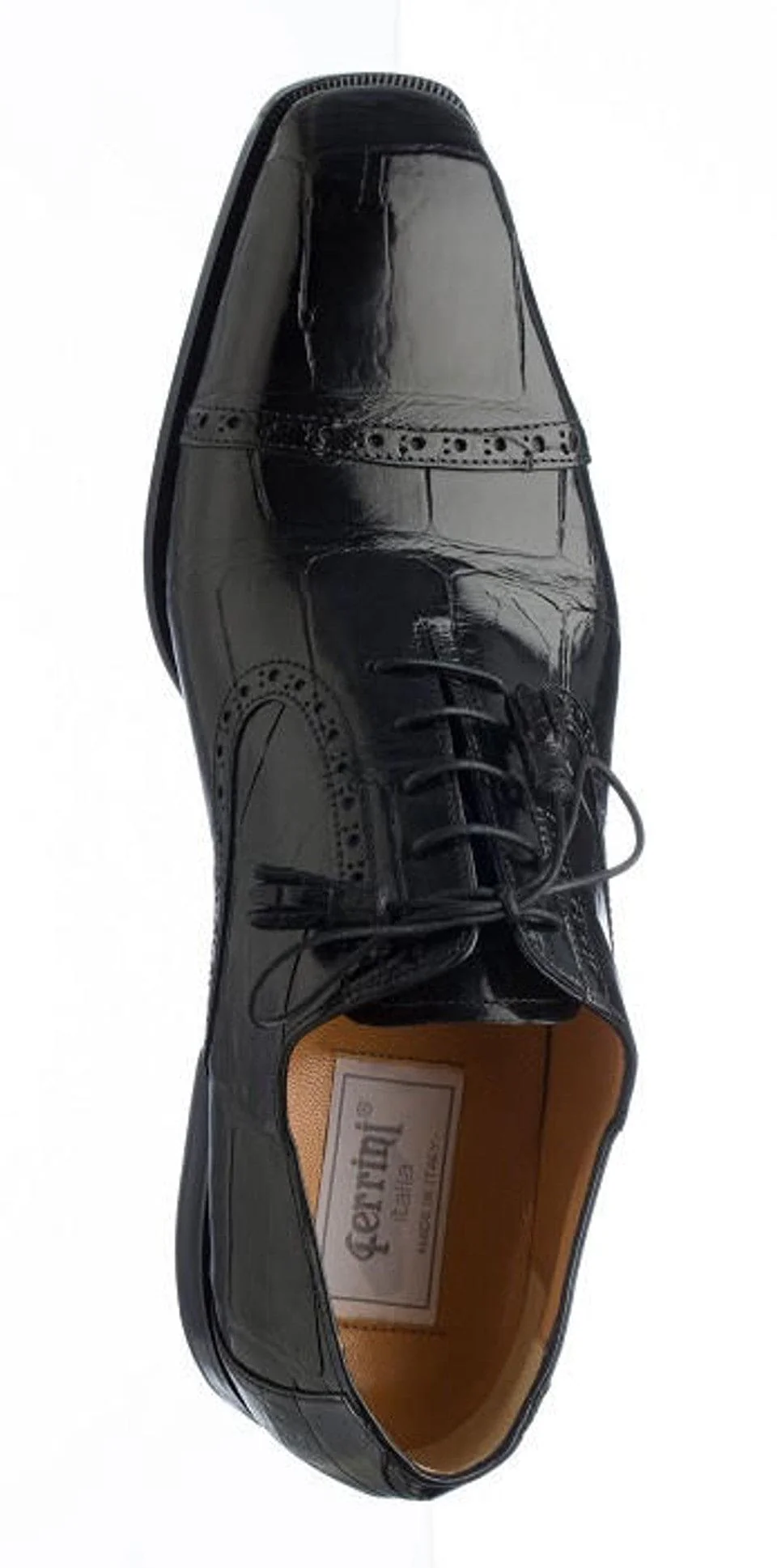 Mens Black Italian Alligator Shoes Ferrini Cap Toe Shoe - Image 2