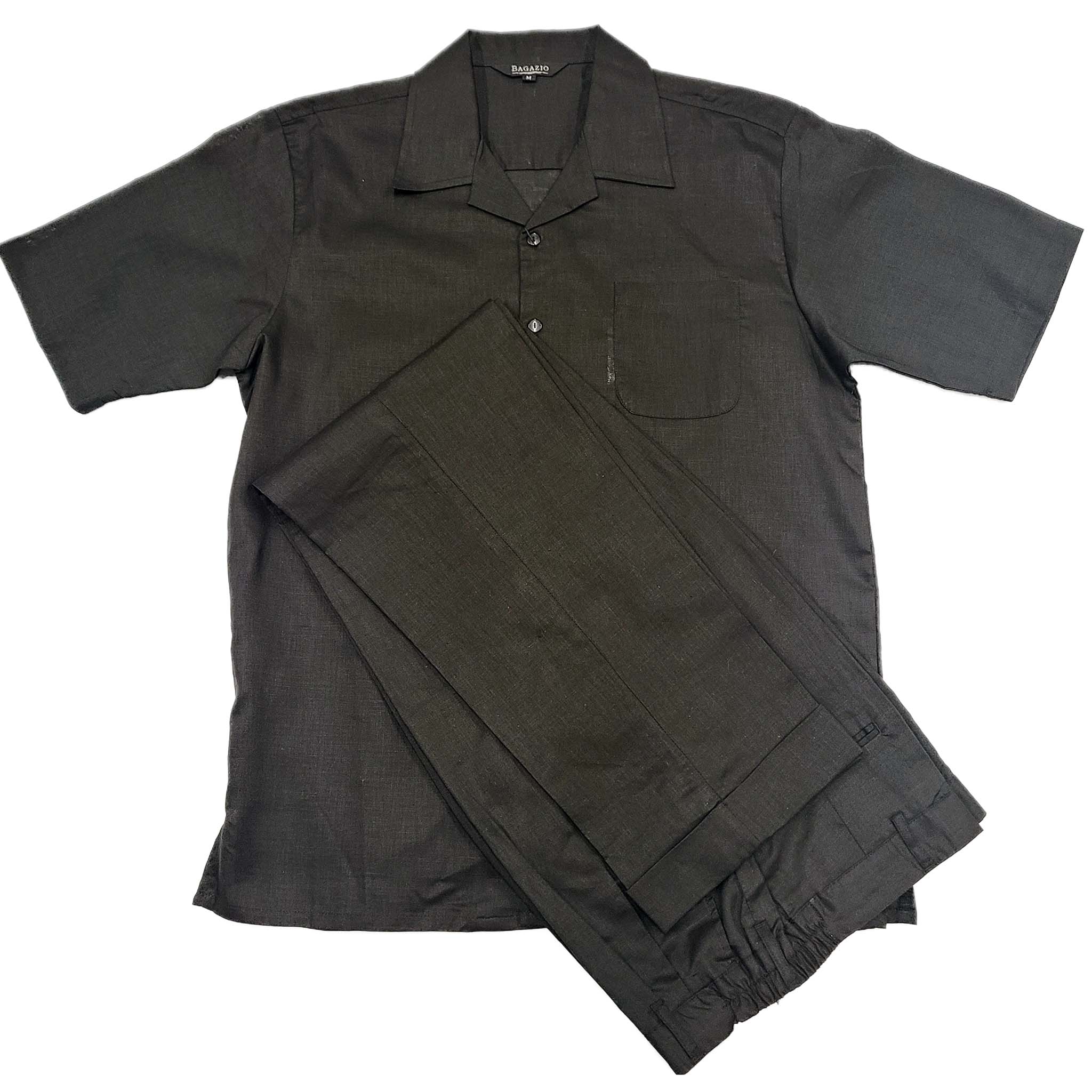 Mens Black Linen Shirt and Pants Casual Outfit Set - Image 3