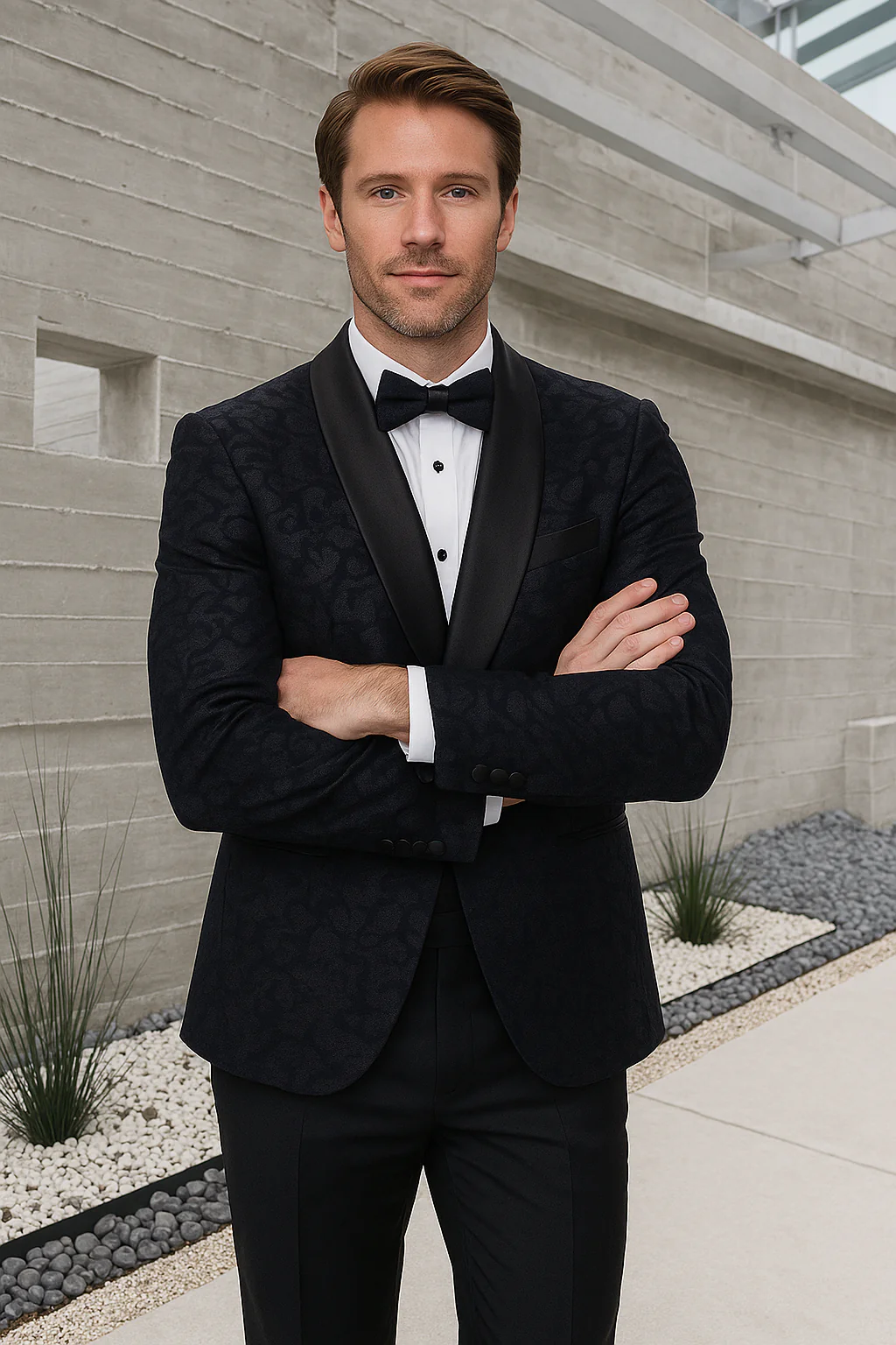 Men's Black Paisley Velvet Smoking Jacket Tuxedo with Vested Double Breasted Prom & Wedding Suit - Image 2
