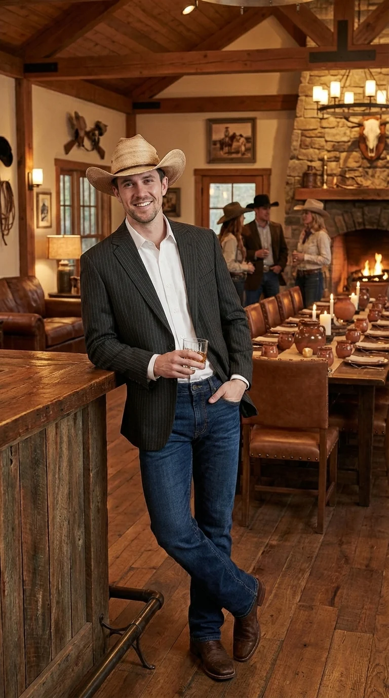 Mens Black Pinstripe Western Blazer – Classic Cowboy Style Jacket for Business, Formal and Smart Casual Wear - Image 11