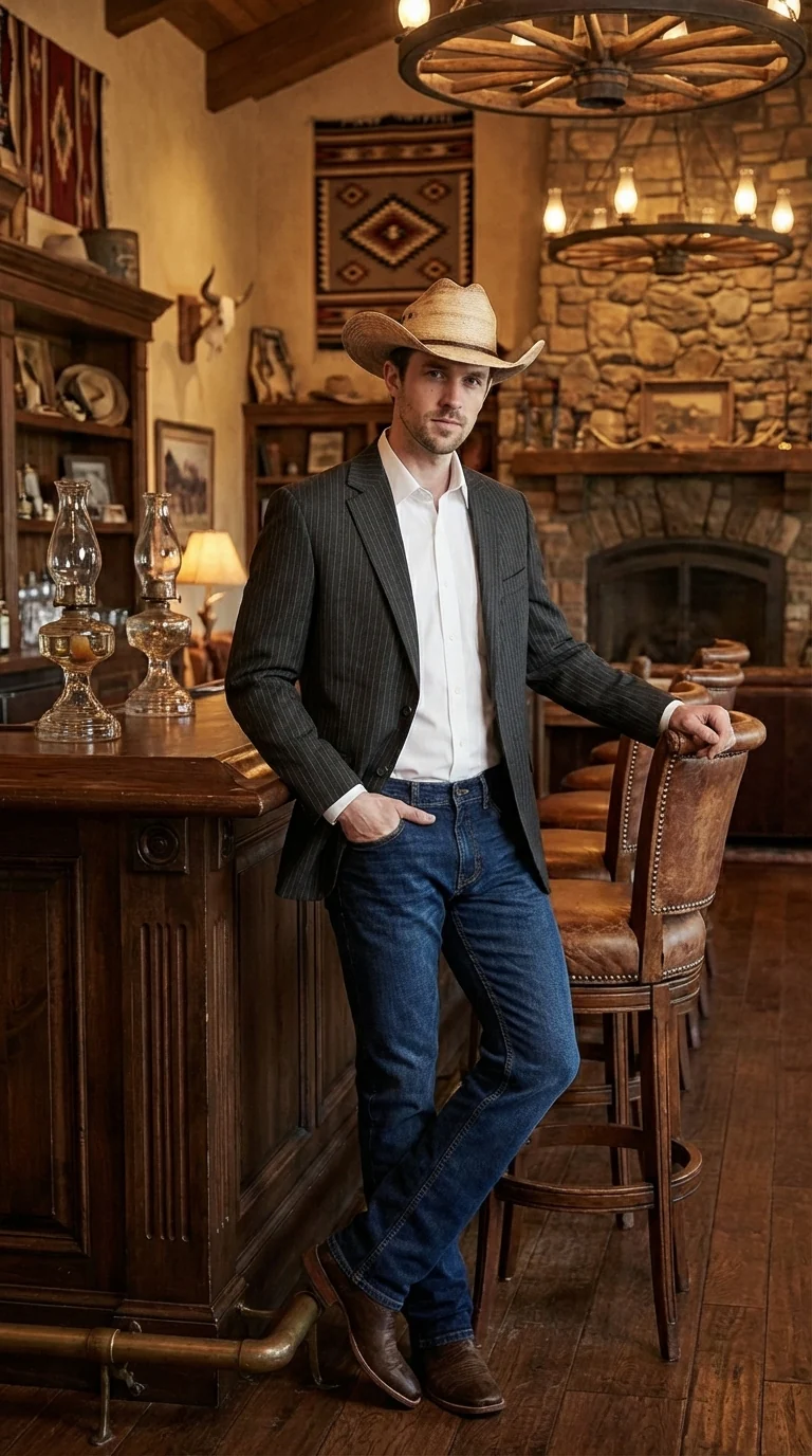 Mens Black Pinstripe Western Blazer – Classic Cowboy Style Jacket for Business, Formal and Smart Casual Wear - Image 12