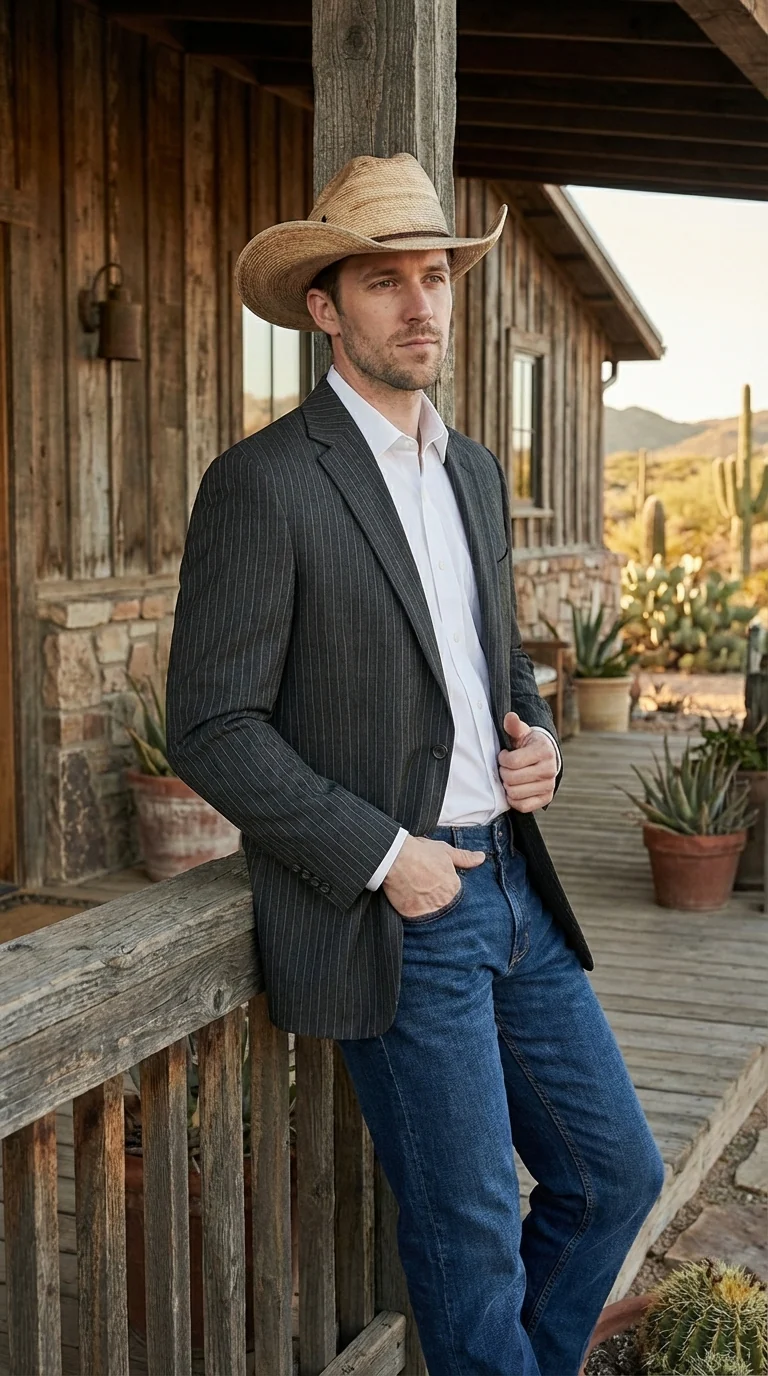 Mens Black Pinstripe Western Blazer – Classic Cowboy Style Jacket for Business, Formal and Smart Casual Wear - Image 13