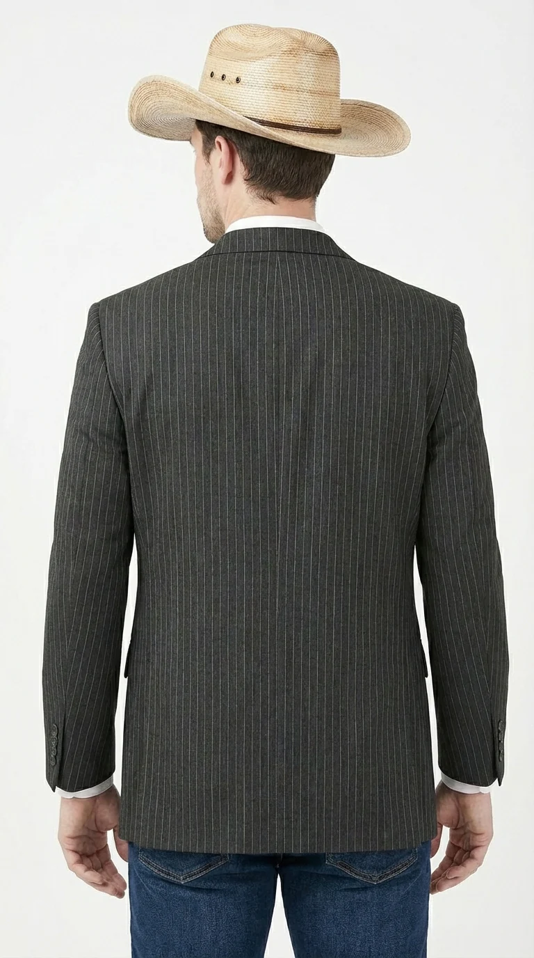 Mens Black Pinstripe Western Blazer – Classic Cowboy Style Jacket for Business, Formal and Smart Casual Wear - Image 7