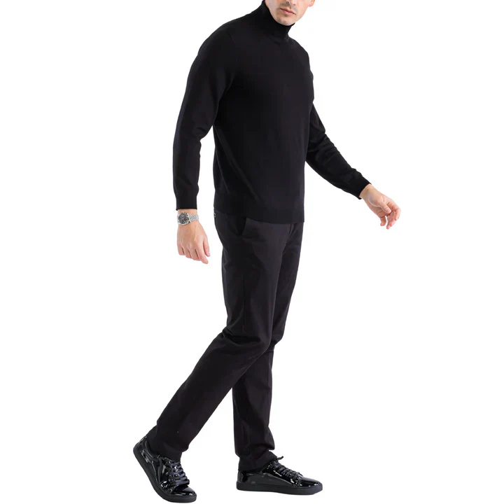MENS BLACK PULLOVER TURTLENECK SWEATER - Image 5