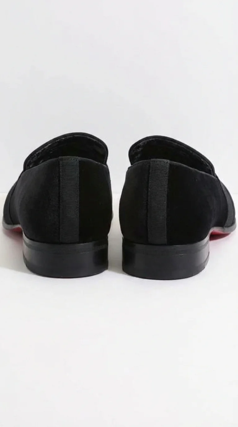 Men's Black Tuxedo Dress Velvet Loafers | Formal Slip-On Shoes for Wedding, Prom & Black Tie Events - Image 2