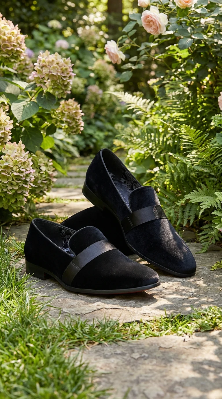 Men's Black Tuxedo Dress Velvet Loafers | Formal Slip-On Shoes for Wedding, Prom & Black Tie Events - Image 8