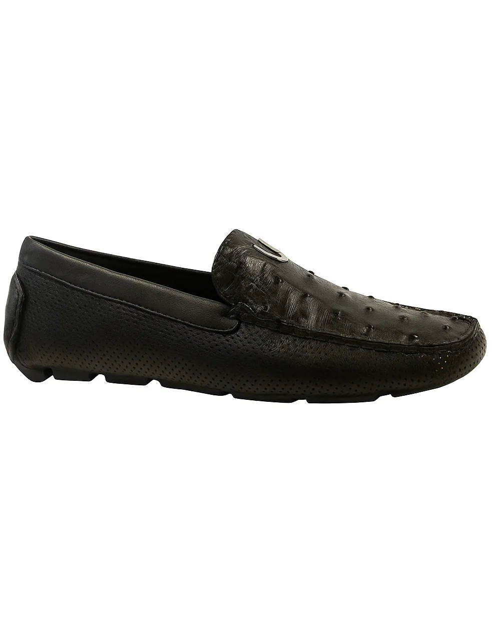 Men's Black Vestigium Genuine Ostrich Full Leather Stylish Dress Loafer Mens Ostrich Skin Shoes - Image 2