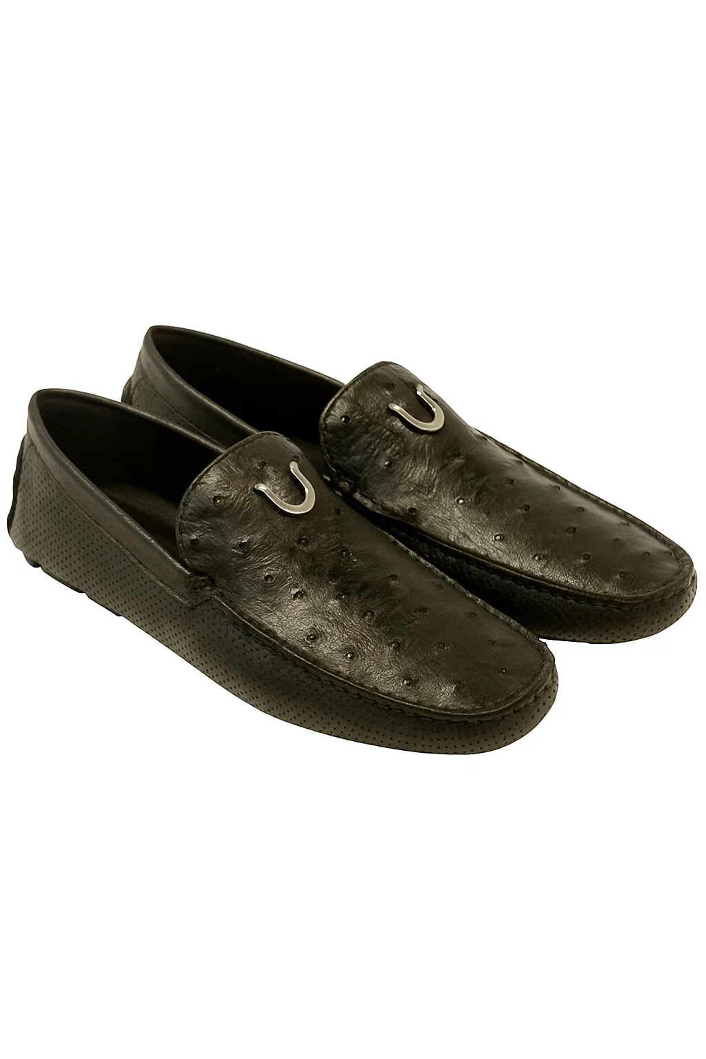 Men's Black Vestigium Genuine Ostrich Full Leather Stylish Dress Loafer Mens Ostrich Skin Shoes - Image 3