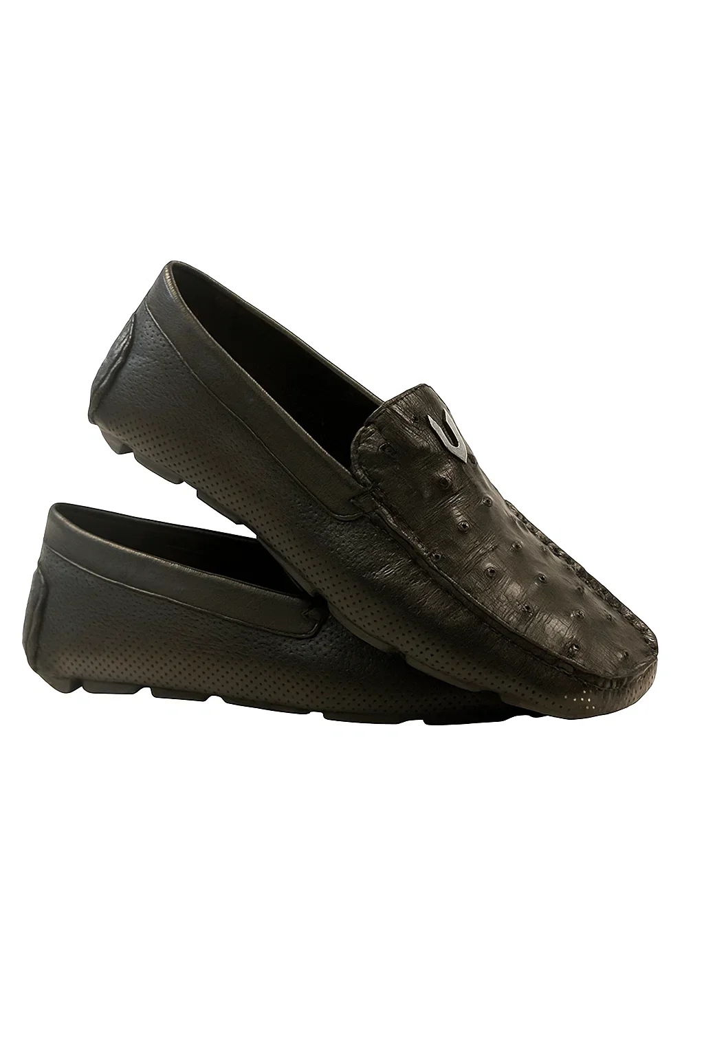 Men's Black Vestigium Genuine Ostrich Full Leather Stylish Dress Loafer Mens Ostrich Skin Shoes - Image 4