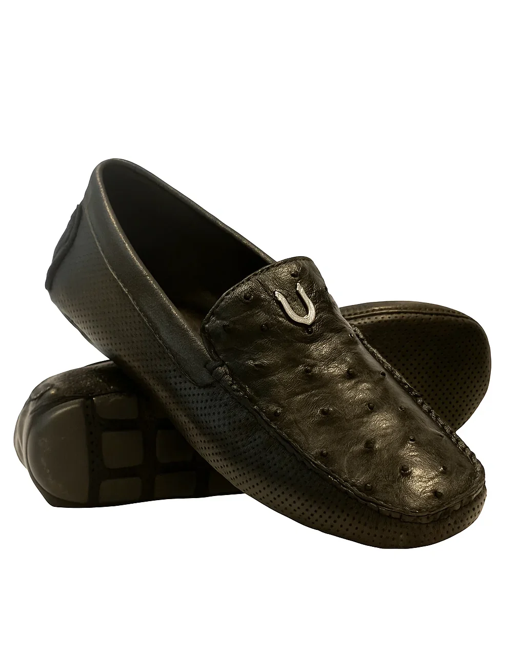 Men's Black Vestigium Genuine Ostrich Full Leather Stylish Dress Loafer Mens Ostrich Skin Shoes - Image 5