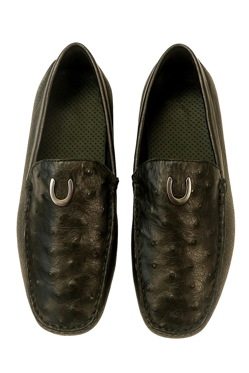 Men's Black Vestigium Genuine Ostrich Full Leather Stylish Dress Loafer Mens Ostrich Skin Shoes - Image 7