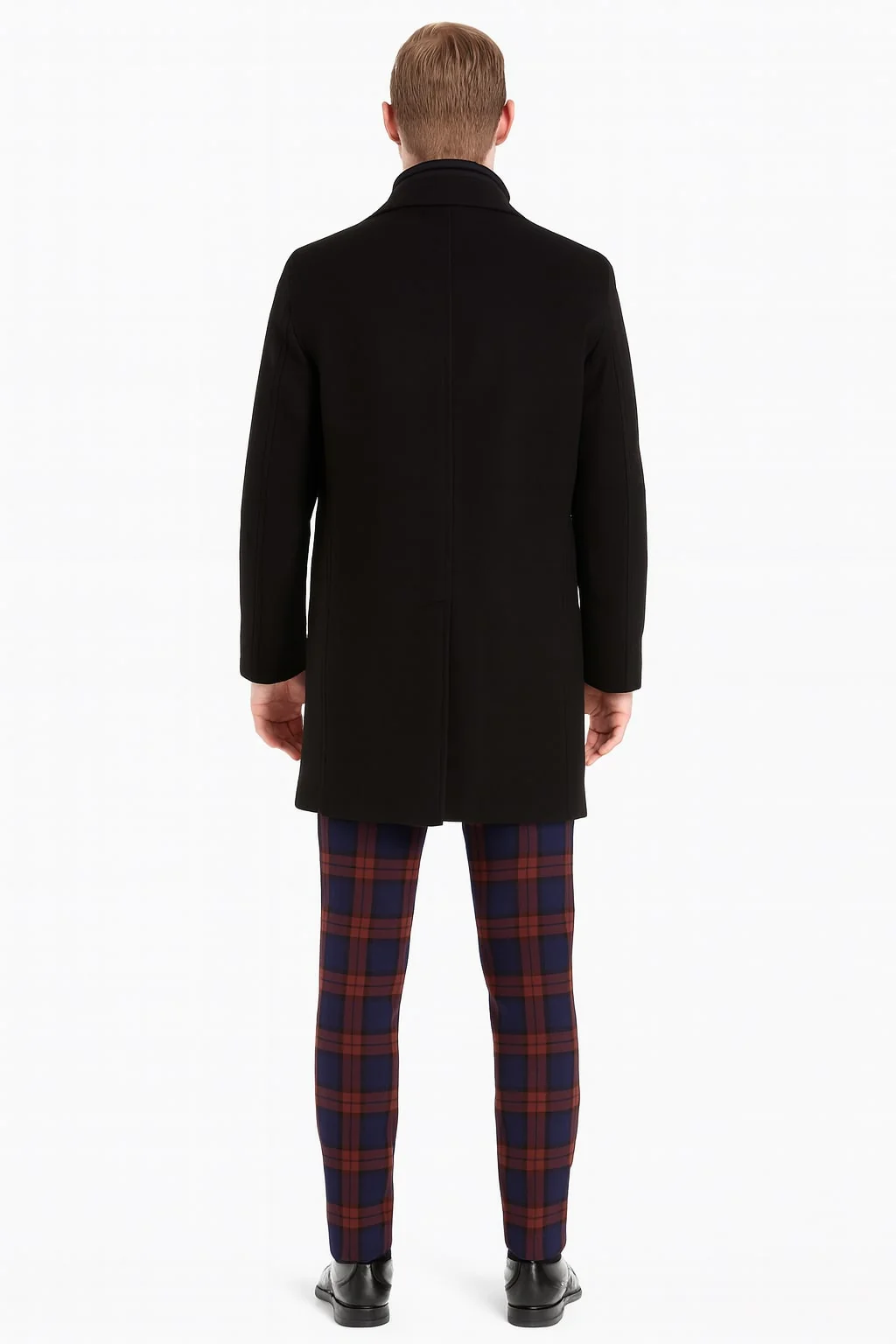 Mens Black Wool Overcoat – Classic Single-Breasted Winter Coat for Business and Formal Wear - Image 2