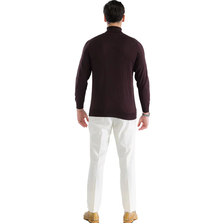 MENS BROWN PULLOVER TURTLENECK SWEATER - Image 6